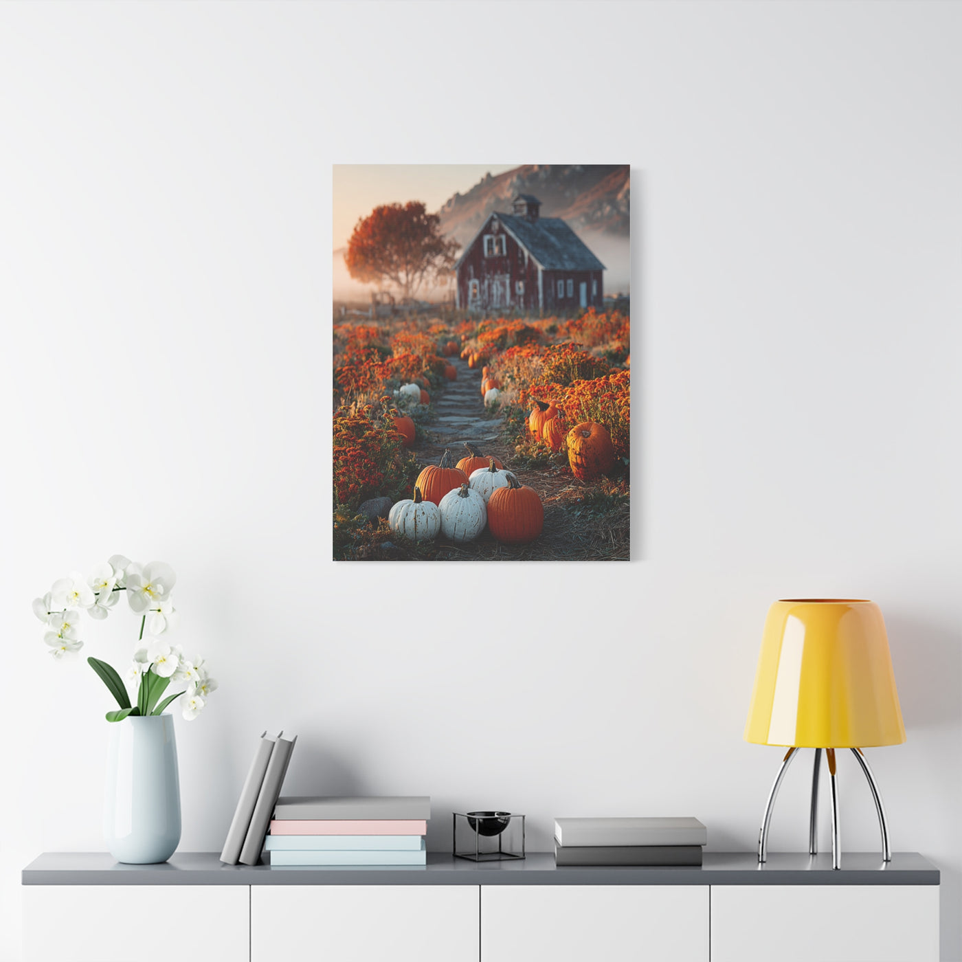 Pumpkin Patch Farm Path Wall Art & Canvas Print
