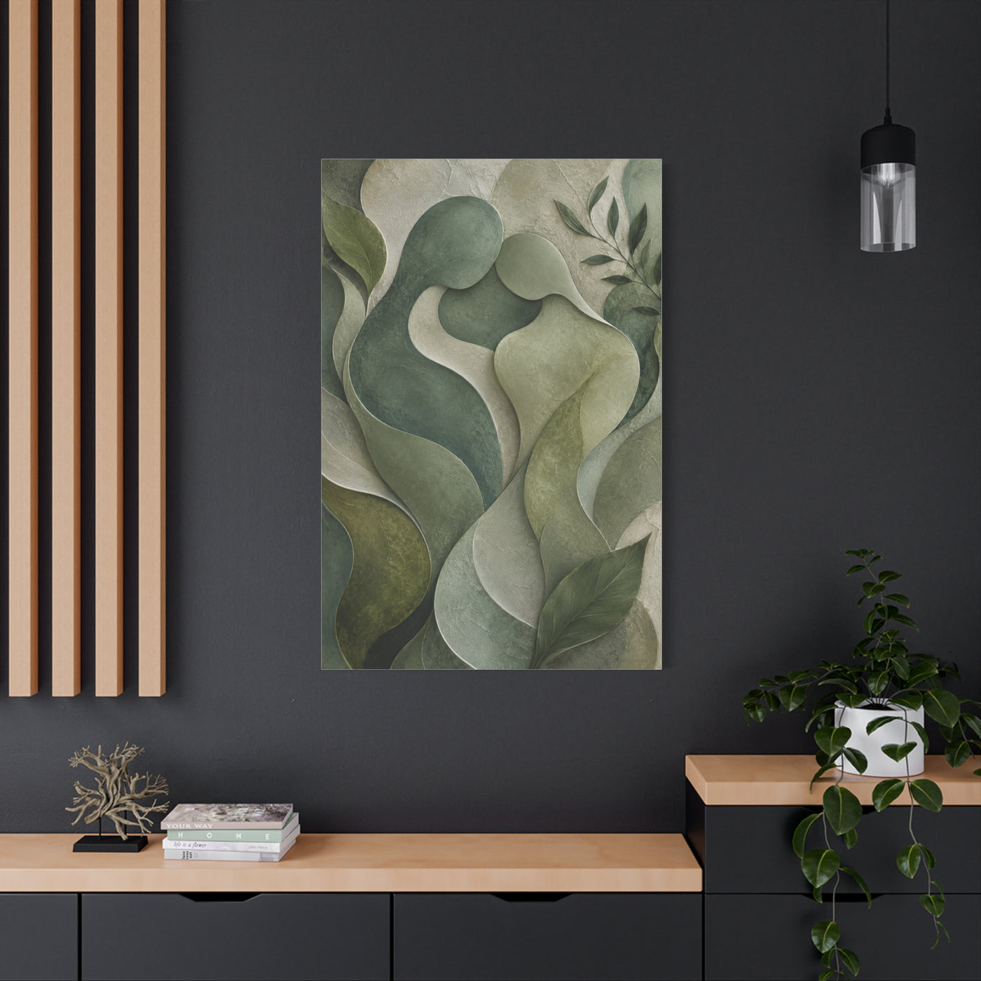 Biophilic Jade Embrace Abstract Wall Art & Canvas Print