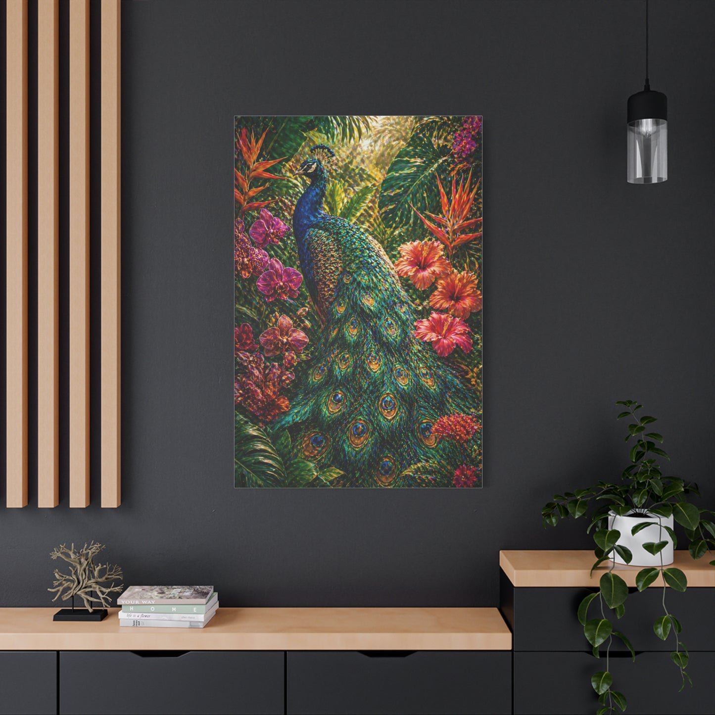 Tropical Maximalist Peacock Jungle Wall Art & Canvas Print