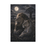 Lion and Lioness Under Moonlight Unity Wall Art & Canvas Print