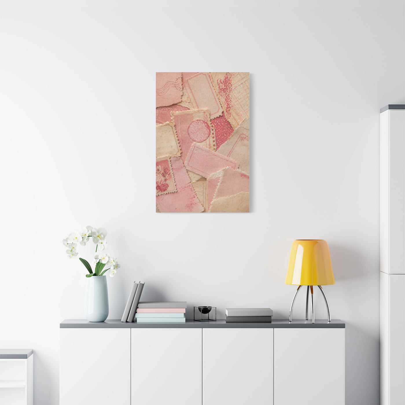 Vintage Pink Paper Collage Wall Art & Canvas Print