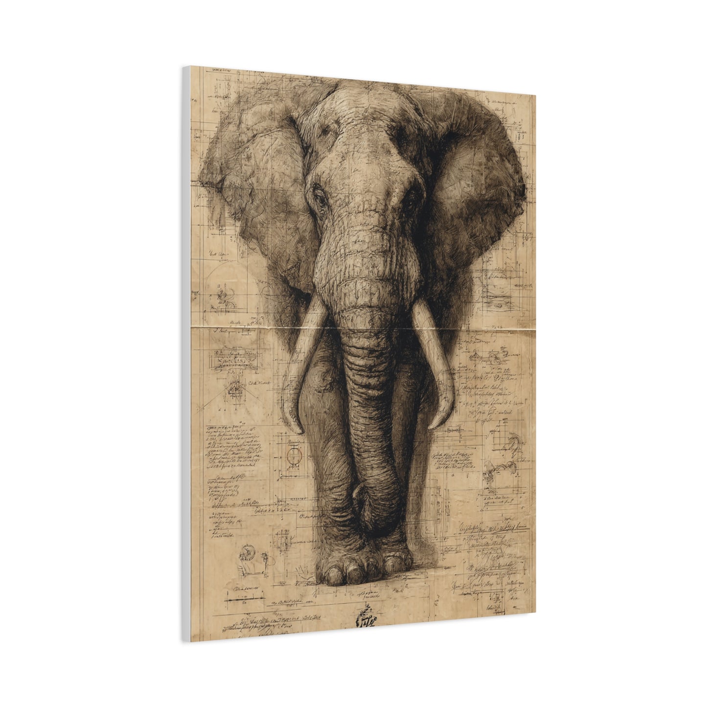Vintage Elephant Natural History Study Wall Art & Canvas Print