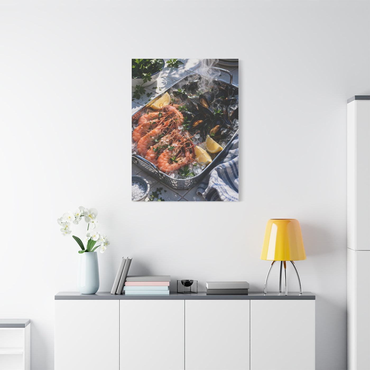 Mediterranean Seafood Kitchen Still Life Wall Art & Canvas Print