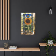 Ornate Stained Glass Sunflower Panel Wall Art & Canvas Print