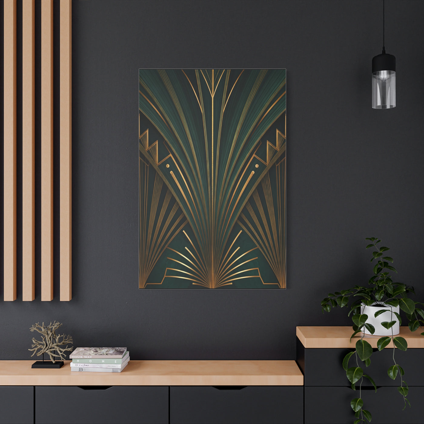 Emerald Radiance Fan Art Deco Wall Art & Canvas Prints