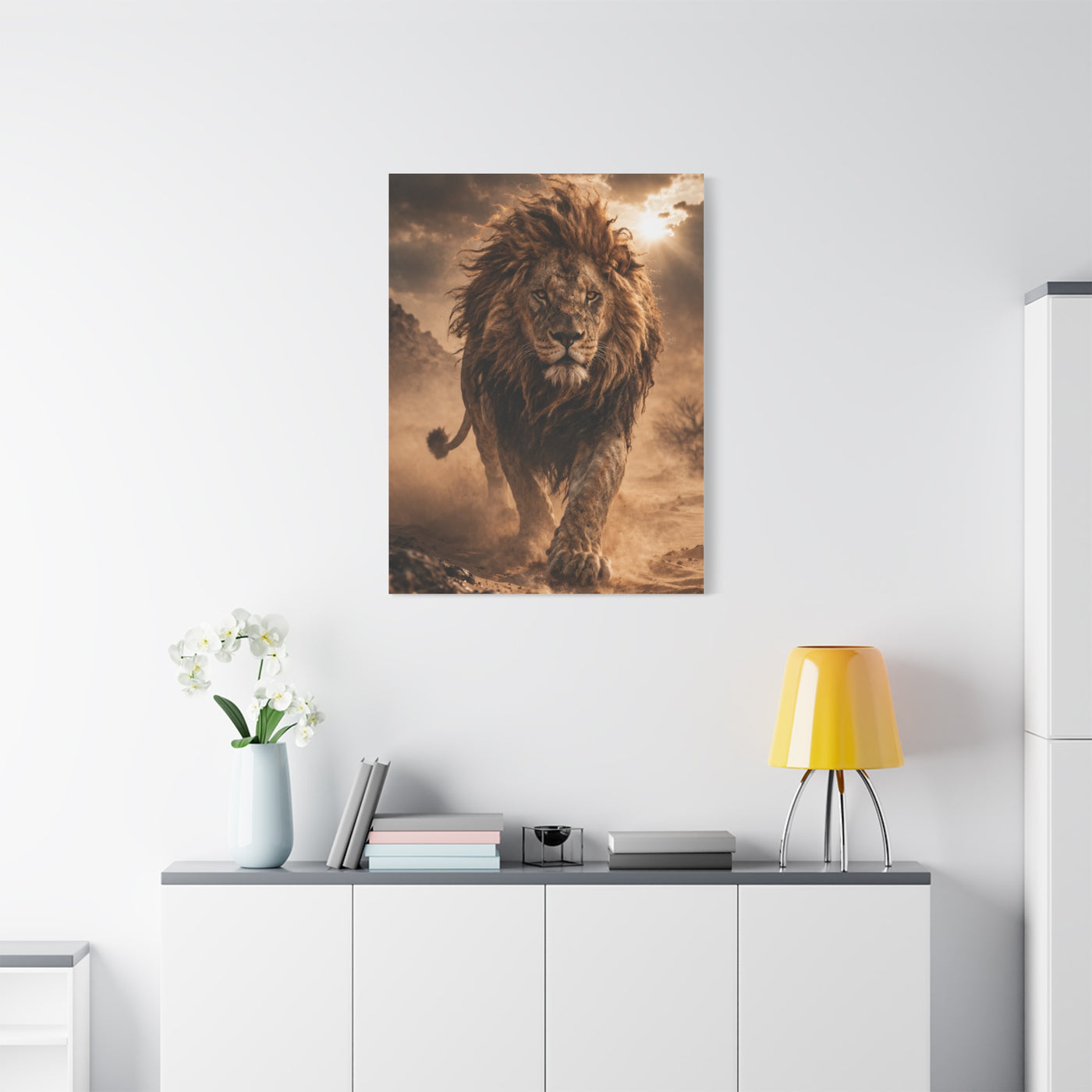 Charging Lion Dust Storm Power Wall Art & Canvas Print