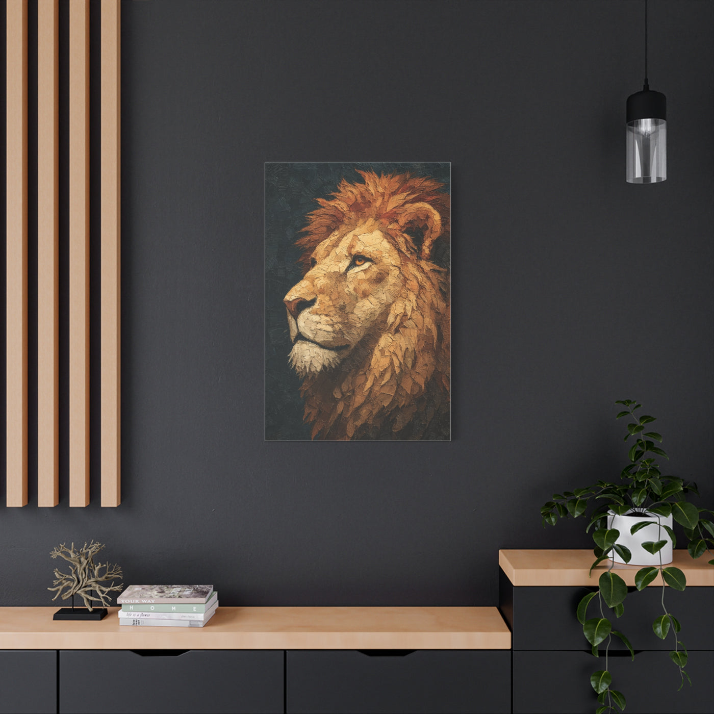 Textured Lion Portrait Painterly Close-Up Wall Art & Canvas Print
