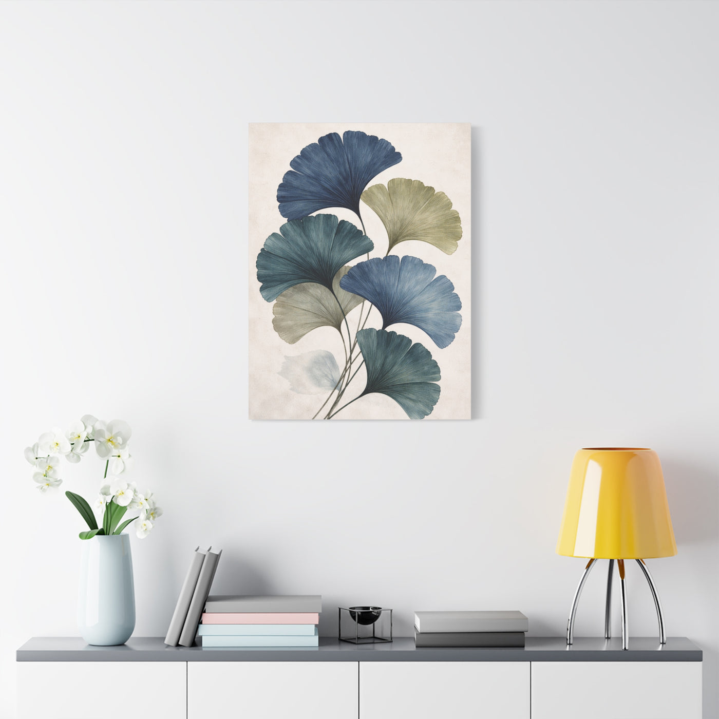 Navy Ginkgo Botanical Elegance Wall Art & Canvas Print