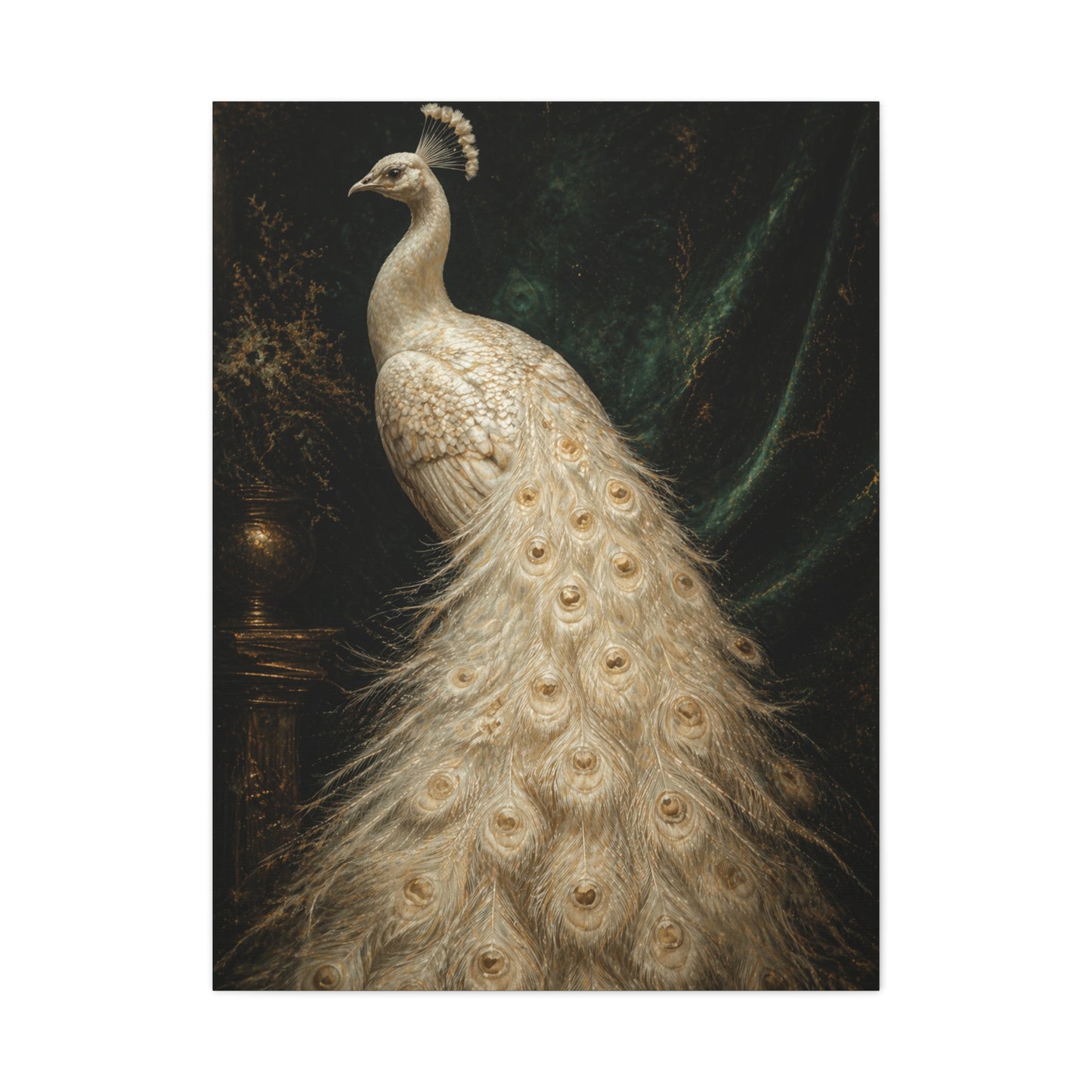 White Peacock Dark Academia Portrait Wall Art & Canvas Print