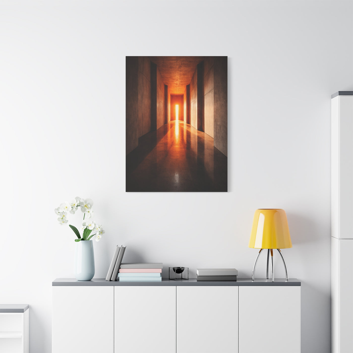 Minimal Orange Light Corridor Wall Art & Canvas Print