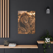Lion Family Embrace Golden Bond Wall Art & Canvas Print