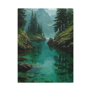 Emerald Mountain Lake Serenity Wall Art & Canvas Print