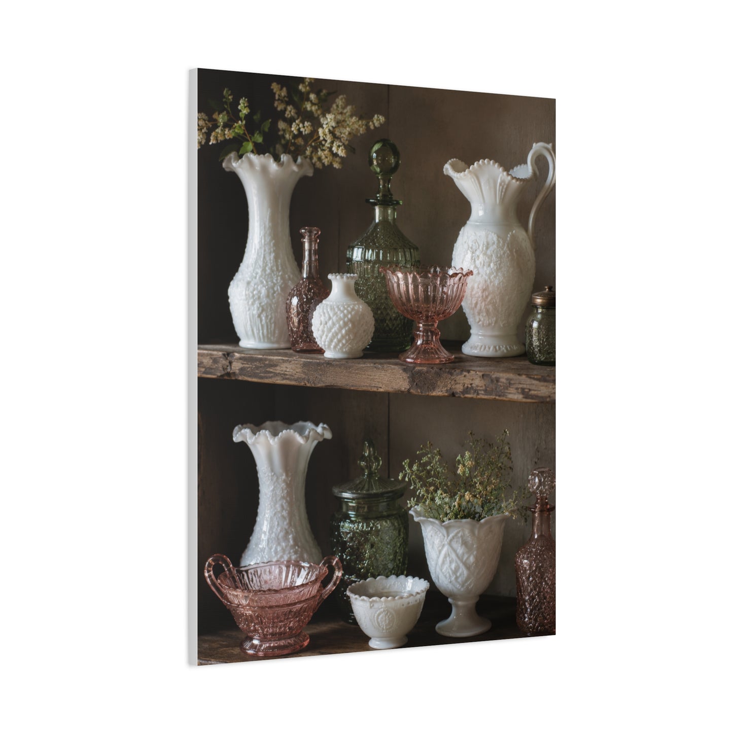 Antique Glassware Still Life Shelf Display Wall Art & Canvas Print