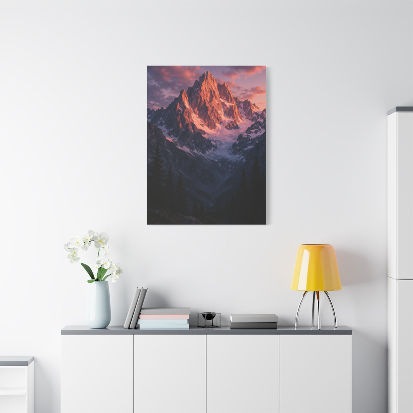 Rose Alpenglow Mountain Face Wall Art & Canvas Print