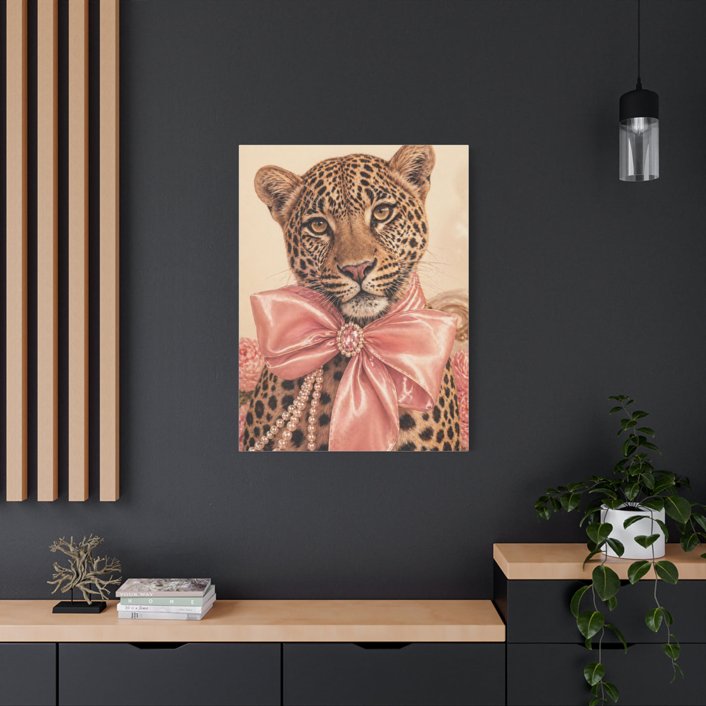 Coquette Leopard Pink Bow Portrait Wall Art & Canvas Print
