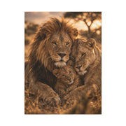 Lion Family Embrace Golden Bond Wall Art & Canvas Print