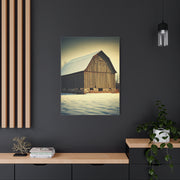Winter Barn in Snowfield Wall Art & Canvas Prints