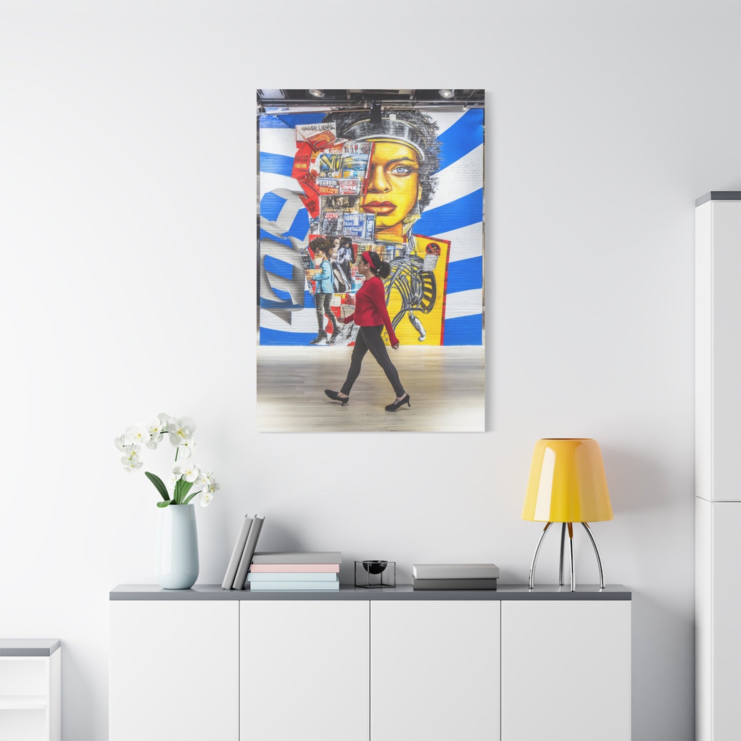 Urban Collage Mural Portrait Wall Art & Canvas Print