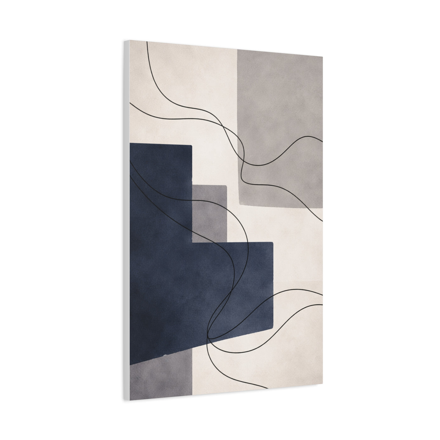 Navy Geometric Line Abstraction Wall Art & Canvas Print