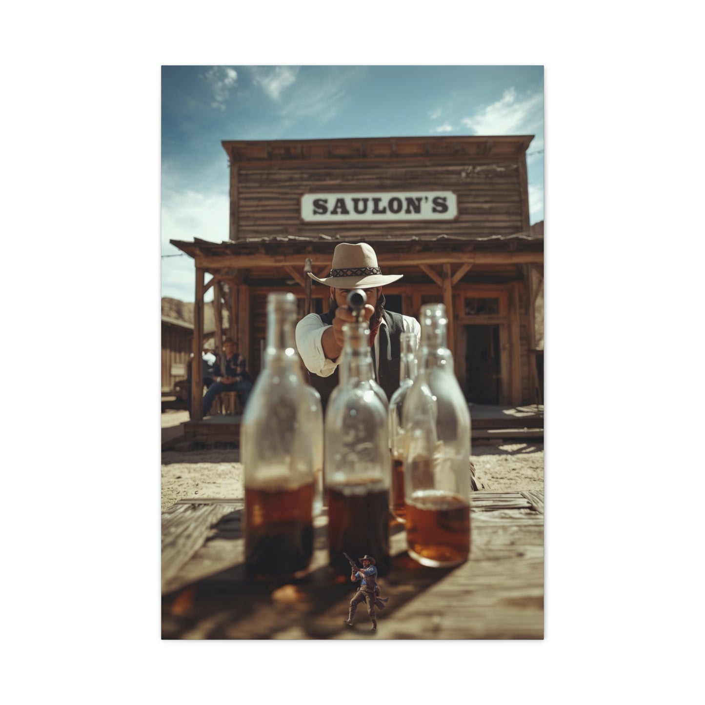 Saloon Bottle Shooting Challenge Wall Art & Canvas Print