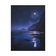 Moonlit Starry Coastline Wall Art & Canvas Print