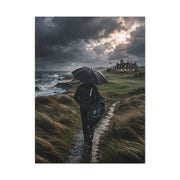 Stormy Seaside Golfer Journey Wall Art & Canvas Print