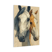 Dual Horse Portrait Sketch Wall Art & Canvas Print
