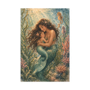 Mother and Child Mermaid Embrace Wall Art & Canvas Print