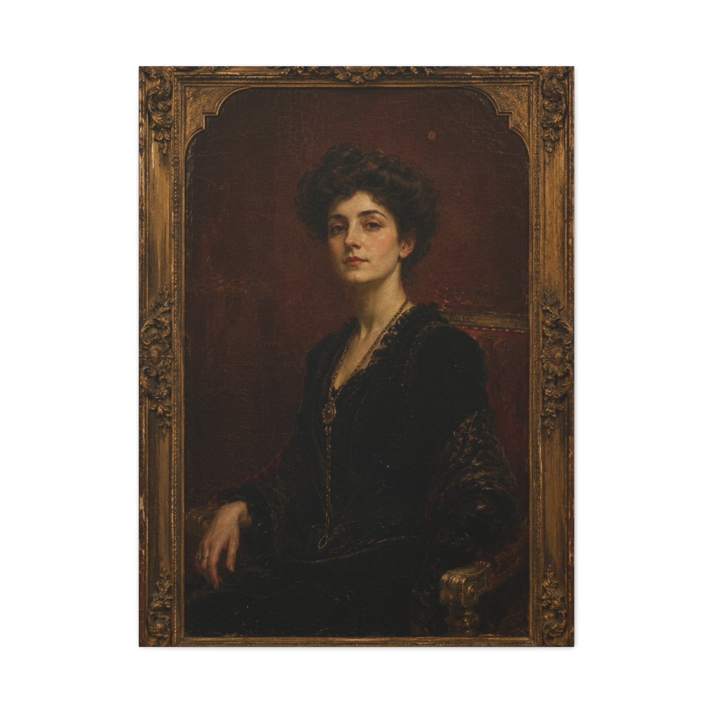 Victorian Portrait Lady in Gilded Frame Wall Art & Canvas Print