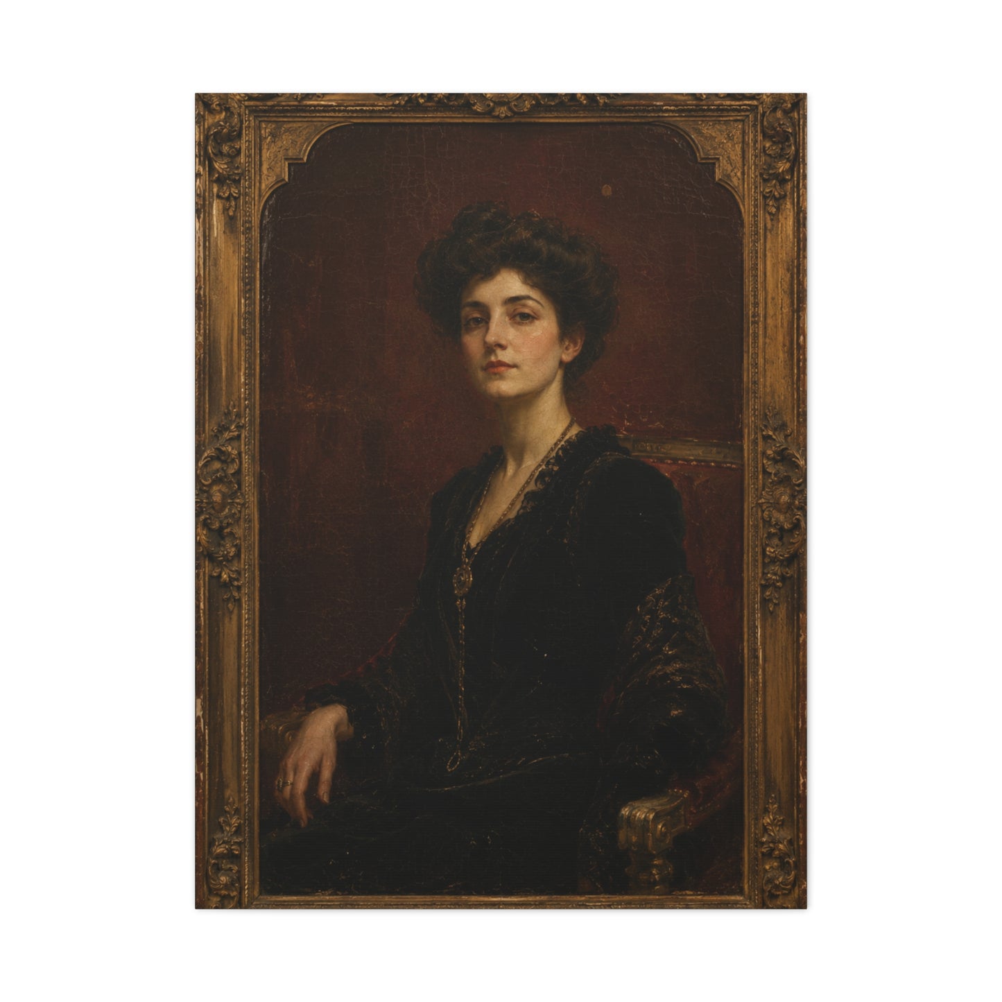 Victorian Portrait Lady in Gilded Frame Wall Art & Canvas Print