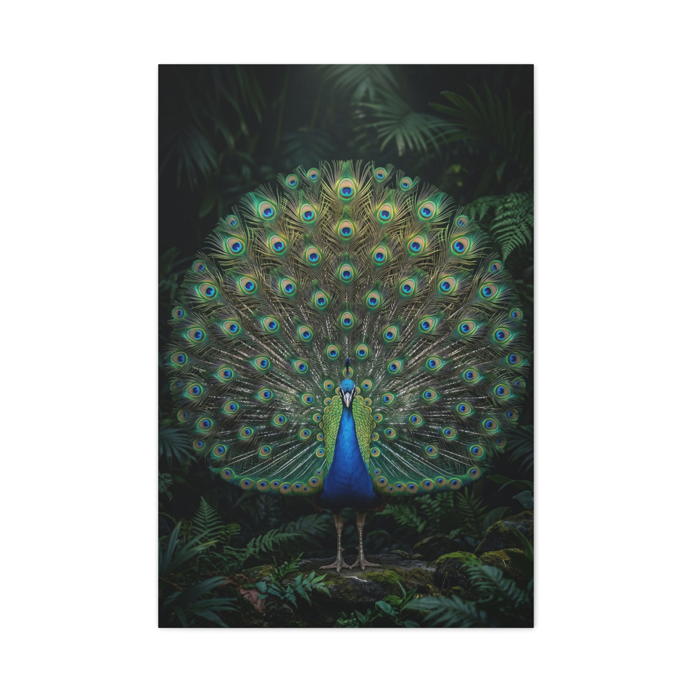 Jungle Royal Peacock Halo Wall Art & Canvas Print