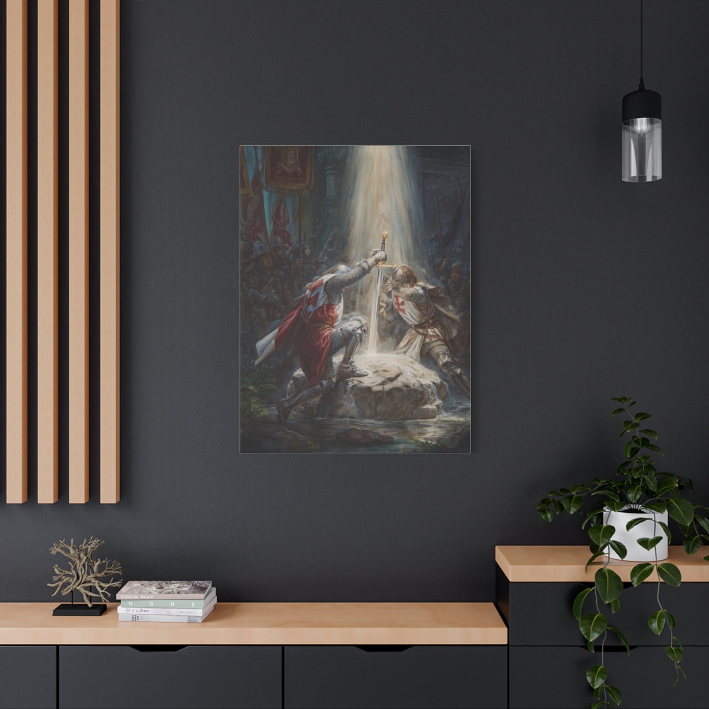 Knights Witness the Miracle of Excalibur Wall Art & Canvas Print