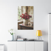 English Cottage Red Tulip Still Life Wall Art & Canvas Print