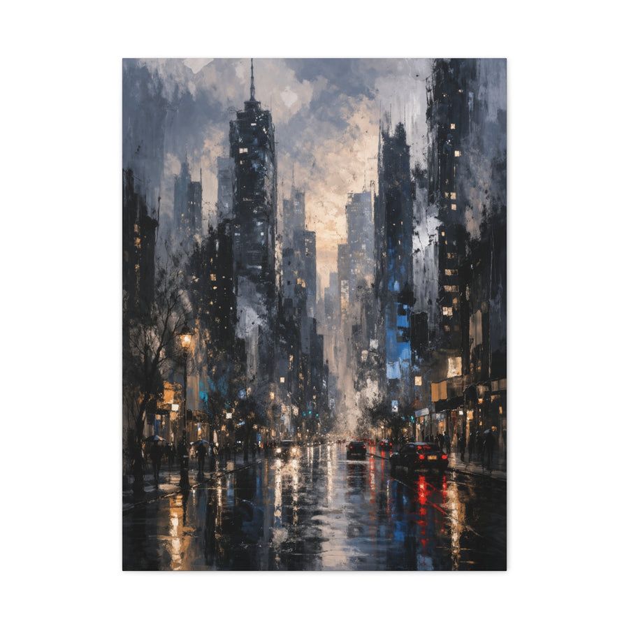 Rainy Cityscape Nights Wall Art & Canvas Print