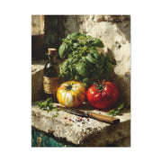 Italian Tomato & Basil Painterly Still Life Wall Art & Canvas Print