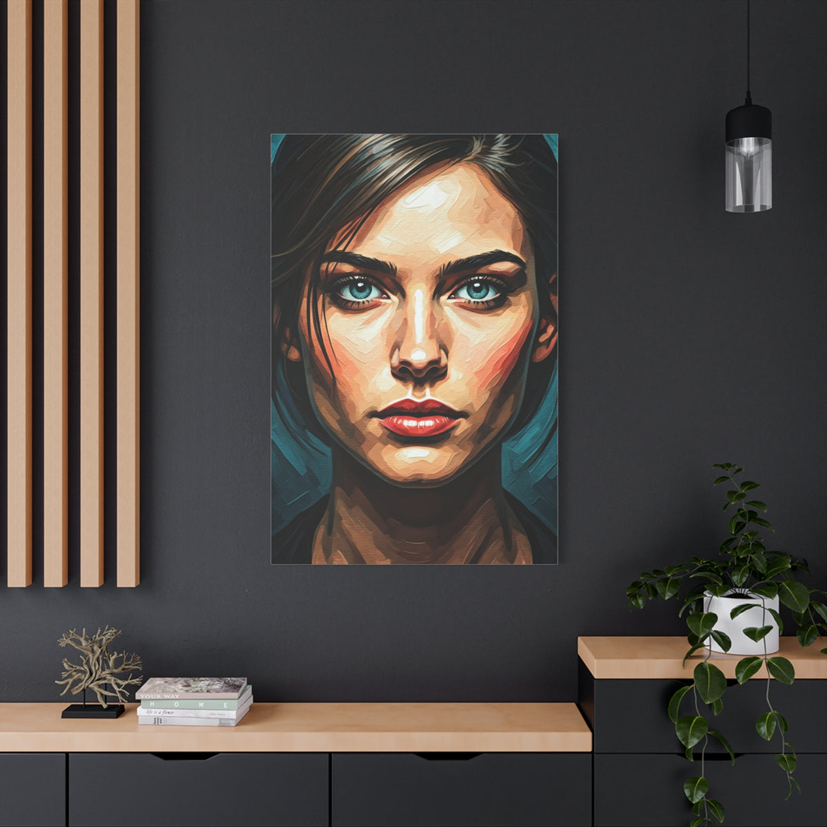 Piercing Azure Gaze Portrait Wall Art & Canvas Print
