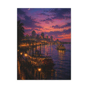 Mississippi River Twilight Cityscape Wall Art & Canvas Print