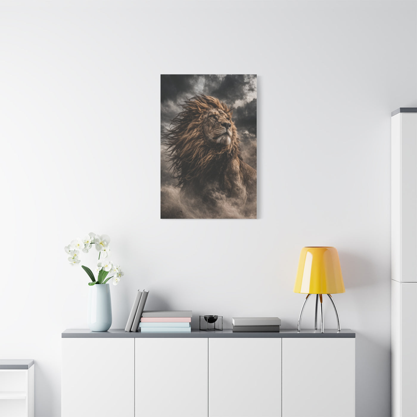 Storm King Lion Dramatic Portrait Wall Art & Canvas Print
