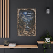Rustic Mountain Wolf Shadowbox Landscape Wall Art & Canvas Print