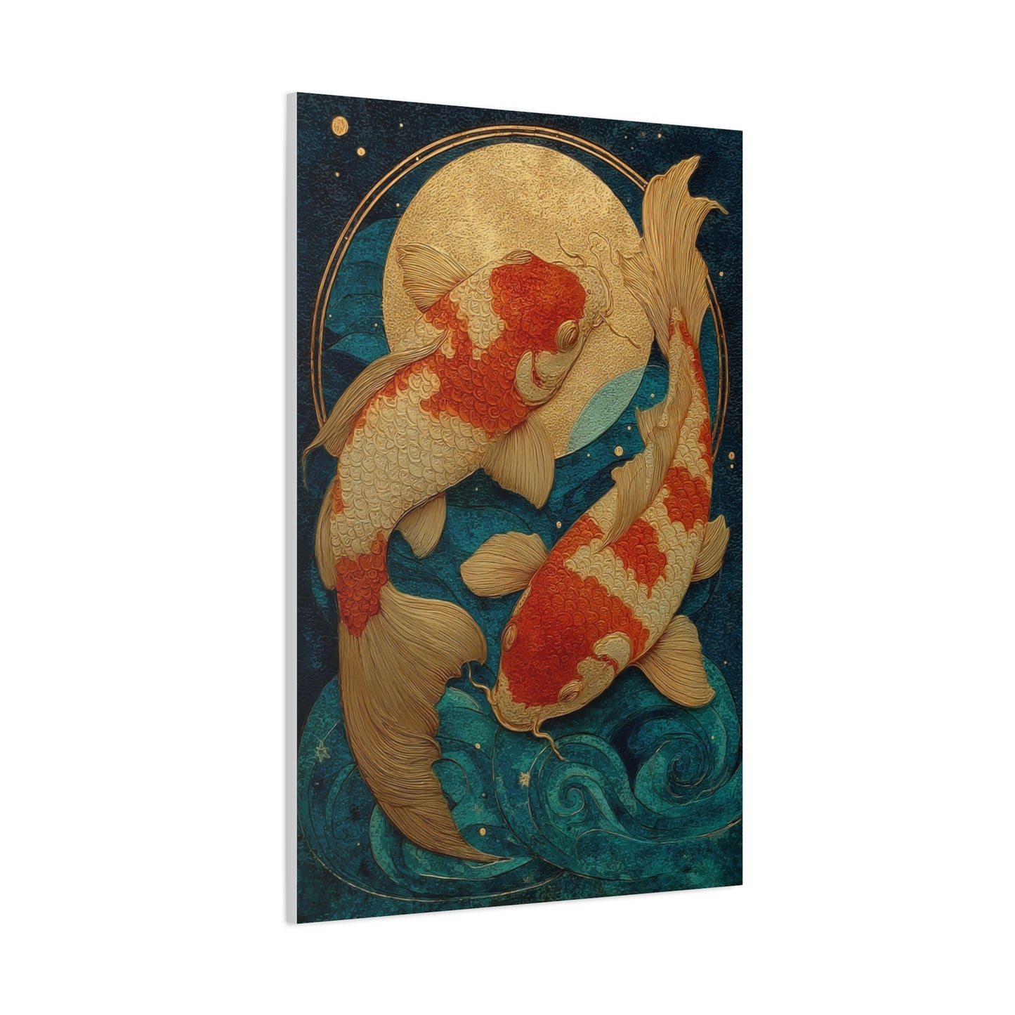 Koi Fish Gold Moon Wall Art & Canvas Print