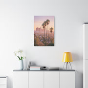 Los Angeles Sunset Skyline with Palm Trees Wall Art & Canvas Print