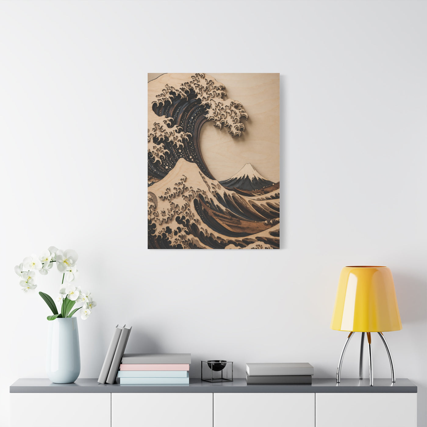 Layered Wood Great Wave Relief Wall Art & Canvas Print