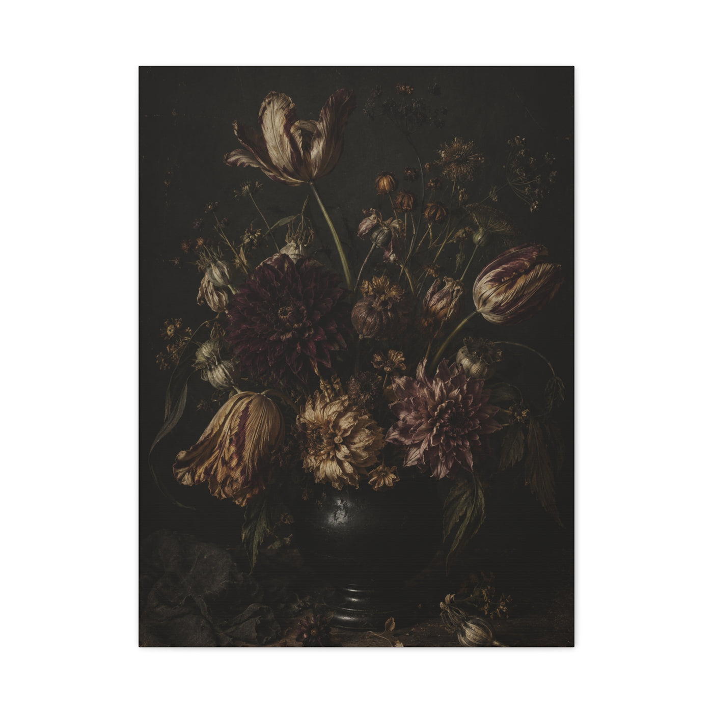 Dark Floral Old Master Still Life Wall Art & Canvas Print