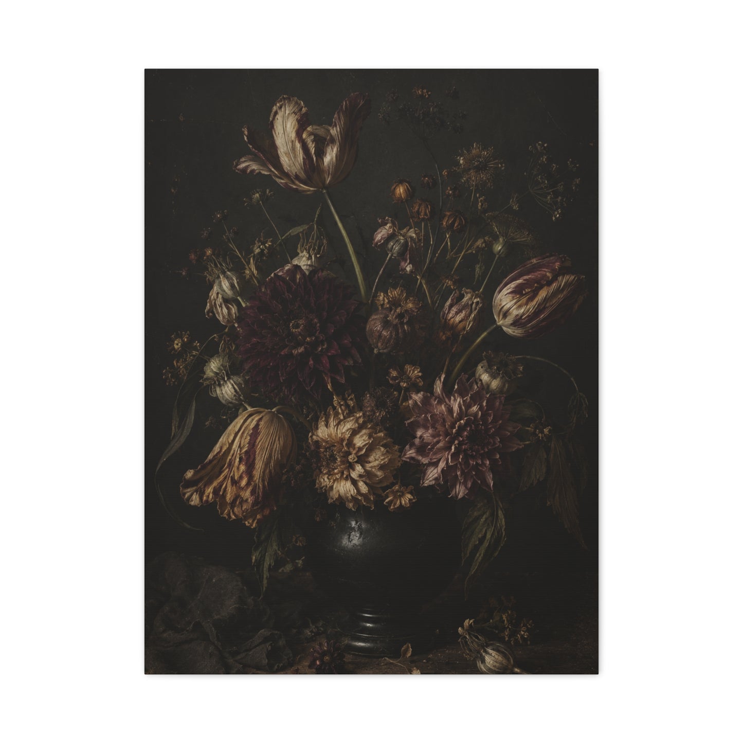 Dark Floral Old Master Still Life Wall Art & Canvas Print