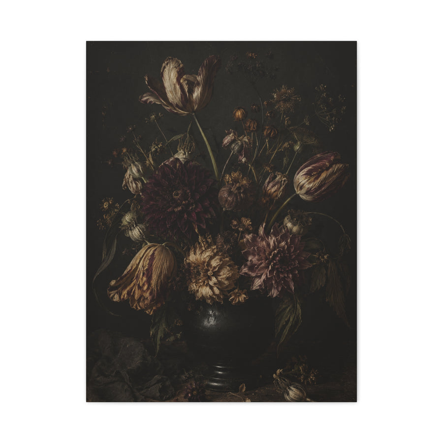 Dark Floral Old Master Still Life Wall Art & Canvas Print