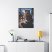 Urban Nocturne Owl Rooftop Wall Art & Canvas Print