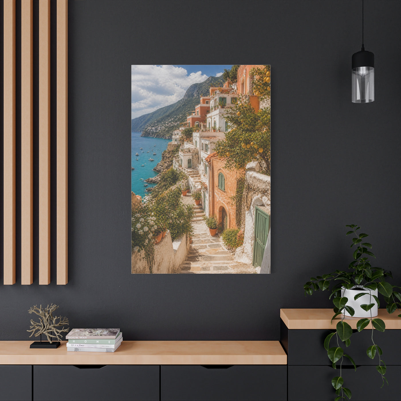 Mediterranean Cliffside Village Wall Art & Canvas Print