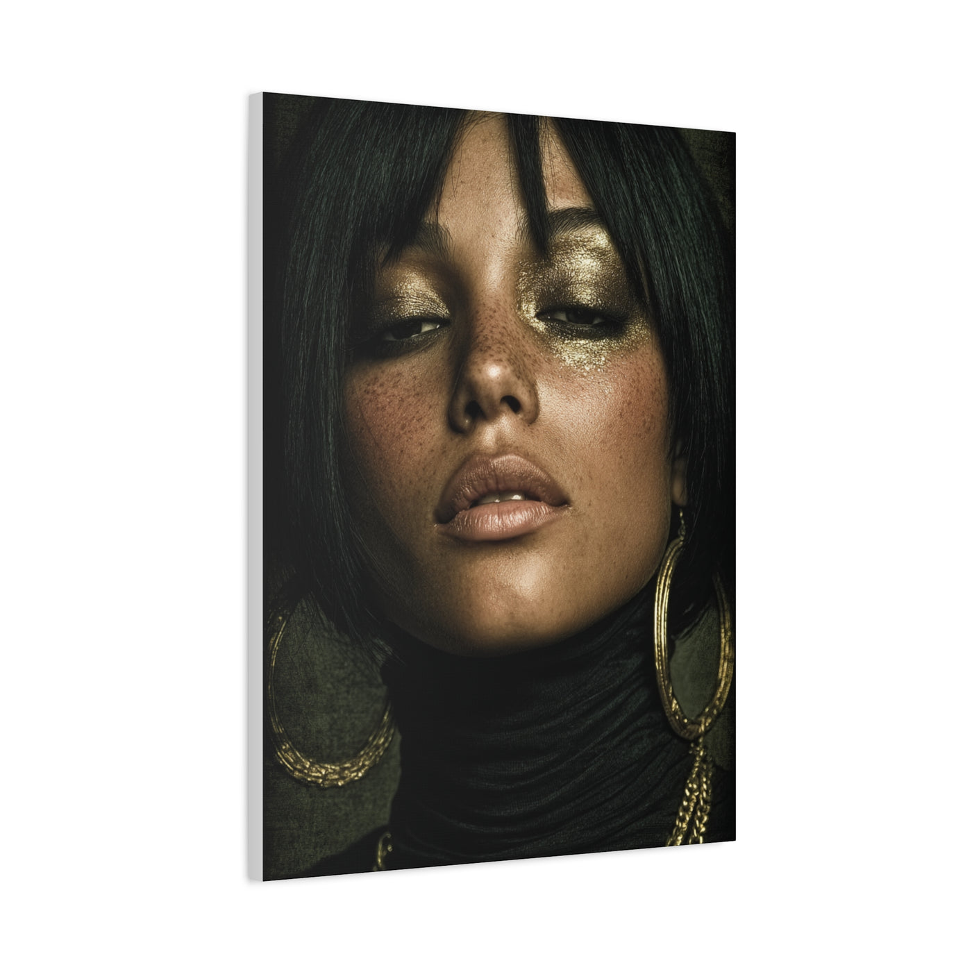 Gold Leaf Eyelid Noir Portrait Wall Art & Canvas Print