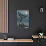 Moonlit Driftwood Whale Tail Wall Art & Canvas Print
