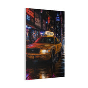 NYC Graffiti Taxi Night Street Wall Art & Canvas Print